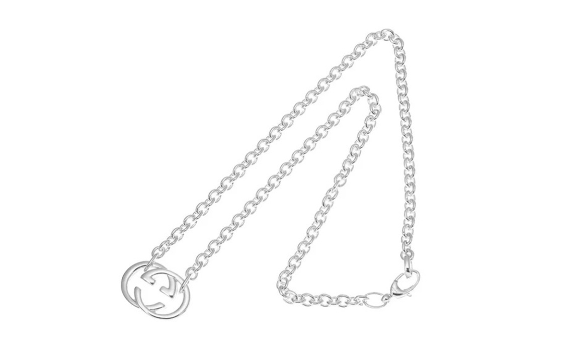 Lookbook GUCCI 雙G吊墜項鍊 925純銀 情侶款飾品 - 銀色 190489-J8400-8106