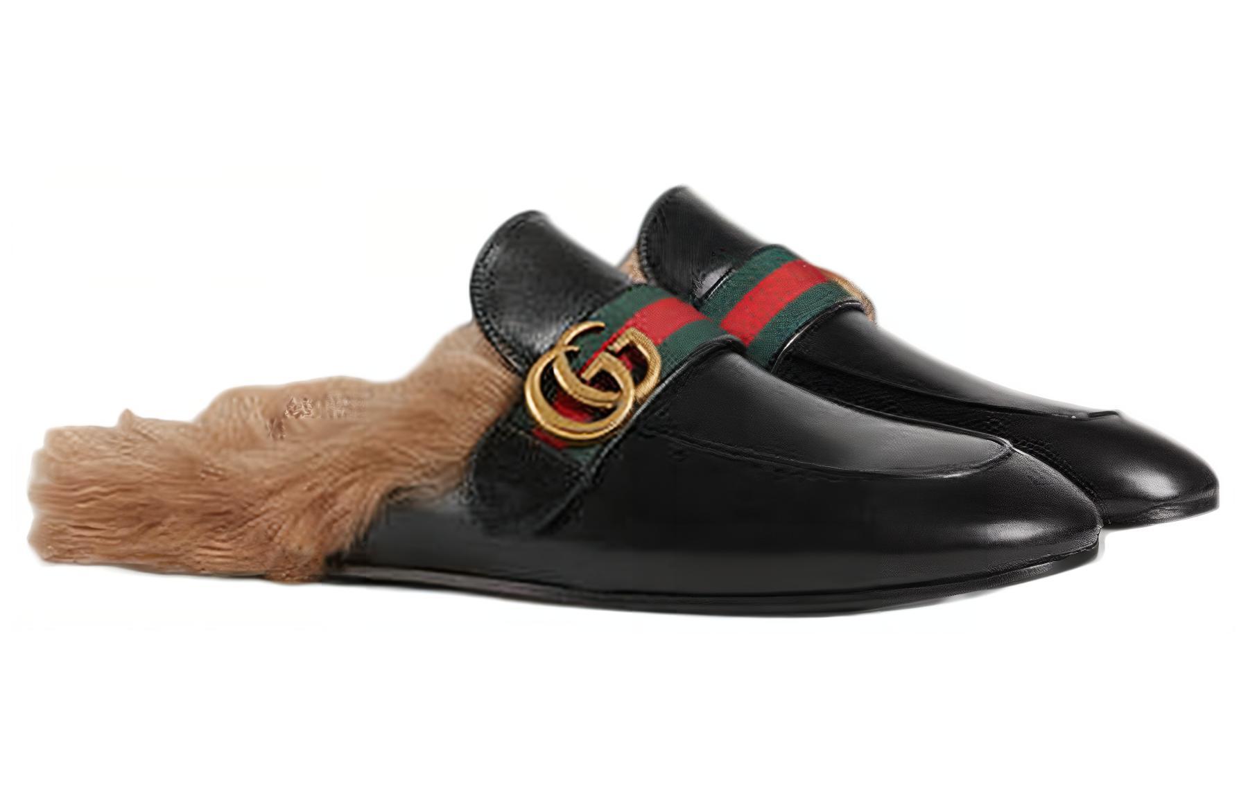 Lookbook Gucci Double G Pluche Pantoffel Zwart 469950-D3VU0-1065