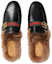 Purchase Gucci Double G Pluche Pantoffel Zwart 469950-D3VU0-1065