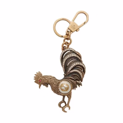 GUCCI Double G Rooster Keychain Brown 468547-IAAKT-8811