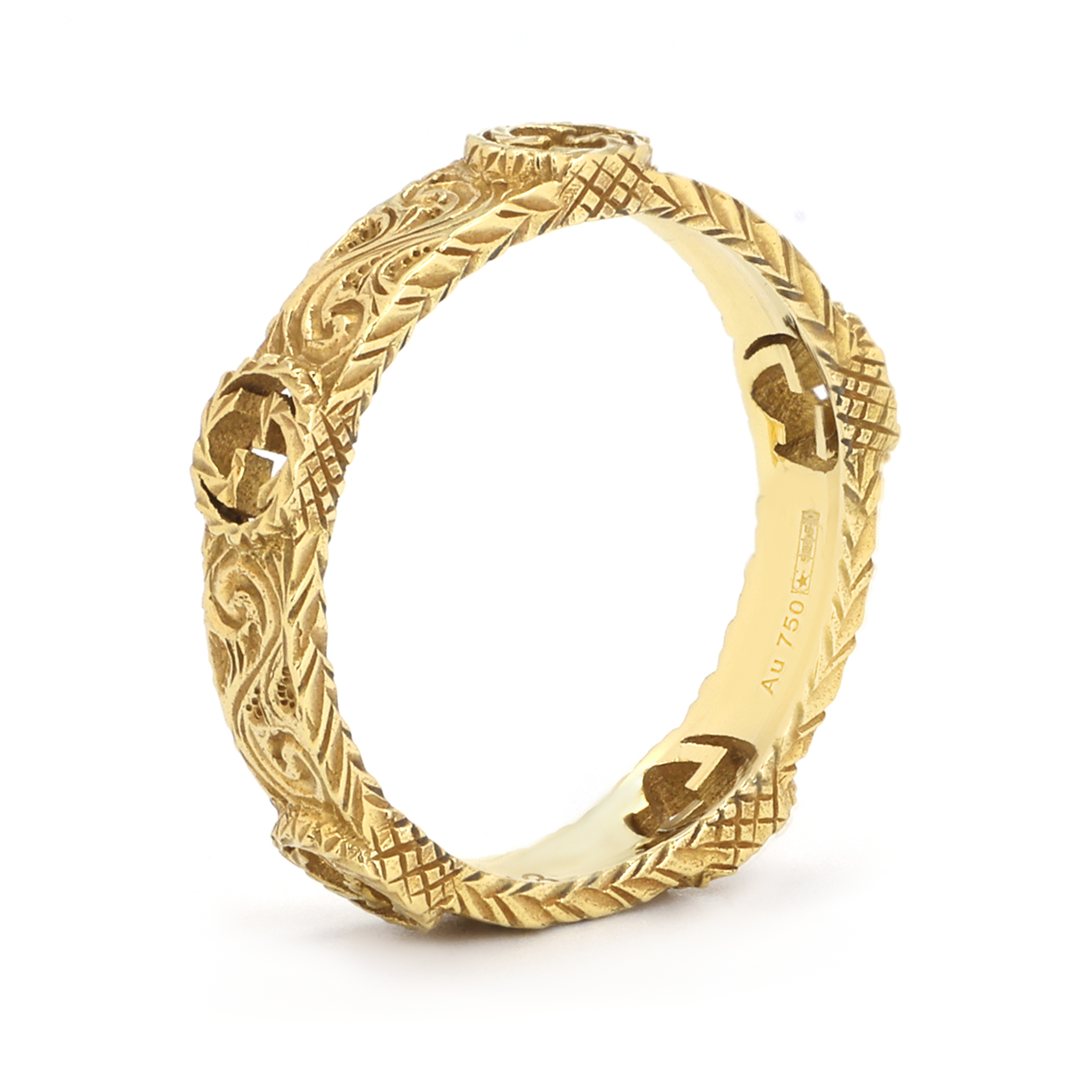 GUCCI Double G Series 18K Gold Interlocking G Ring Unisex Couple Design. 603608-J8500-8000