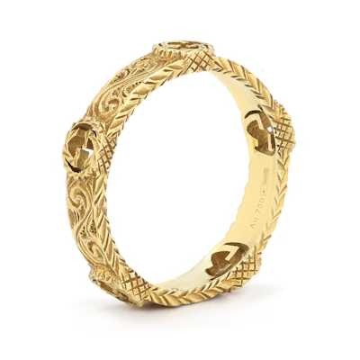 GUCCI Double G Series 18K Gold Interlocking G Ring Unisex Couple Design. 603608-J8500-8000 Order GUCCI Double G Series 18K Gold Interlocking G Ring Unisex Couple Design. 603608-J8500-8000