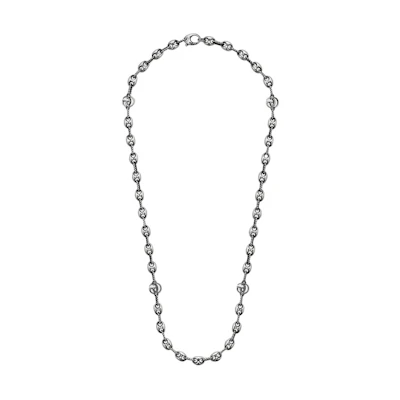 GUCCI Double G Series Fashion 925 Silver Necklace for Men. 627246 J8400 00701