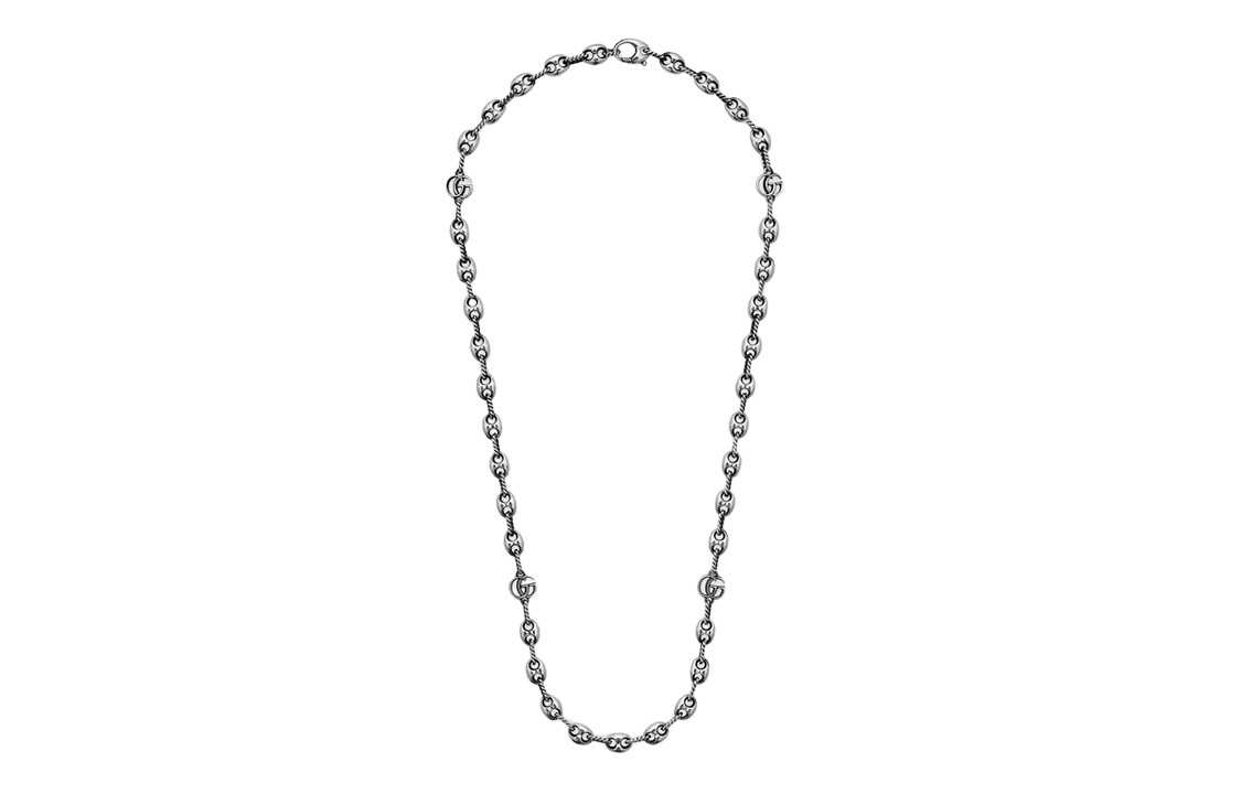 Lookbook GUCCI 雙G系列男士時尚925銀項鍊 627246 J8400 00701