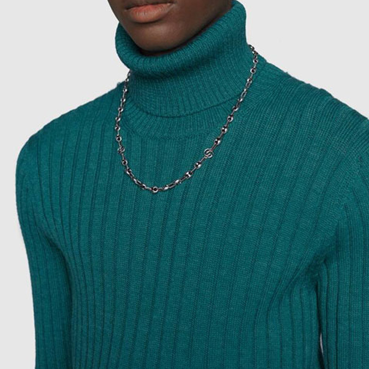 Shop GUCCI 雙G系列男士時尚925銀項鍊 627246 J8400 00701