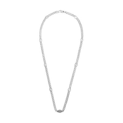 GUCCI Double G Series Interlocking G 925 Silver Necklace Unisex 678661-J8410-8191
