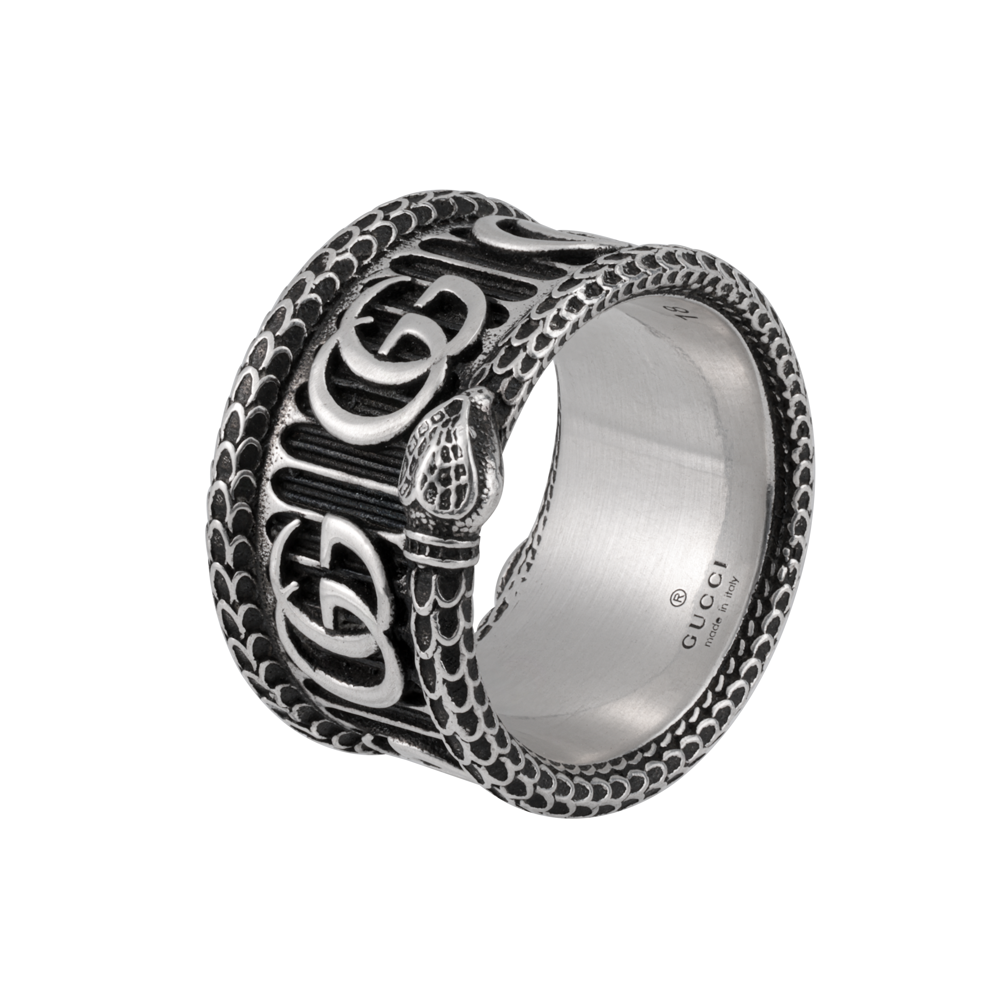 GUCCI Double G Serpentine 3D Stripe 925 Silver Ring 577201-J8400-0811 圖 3