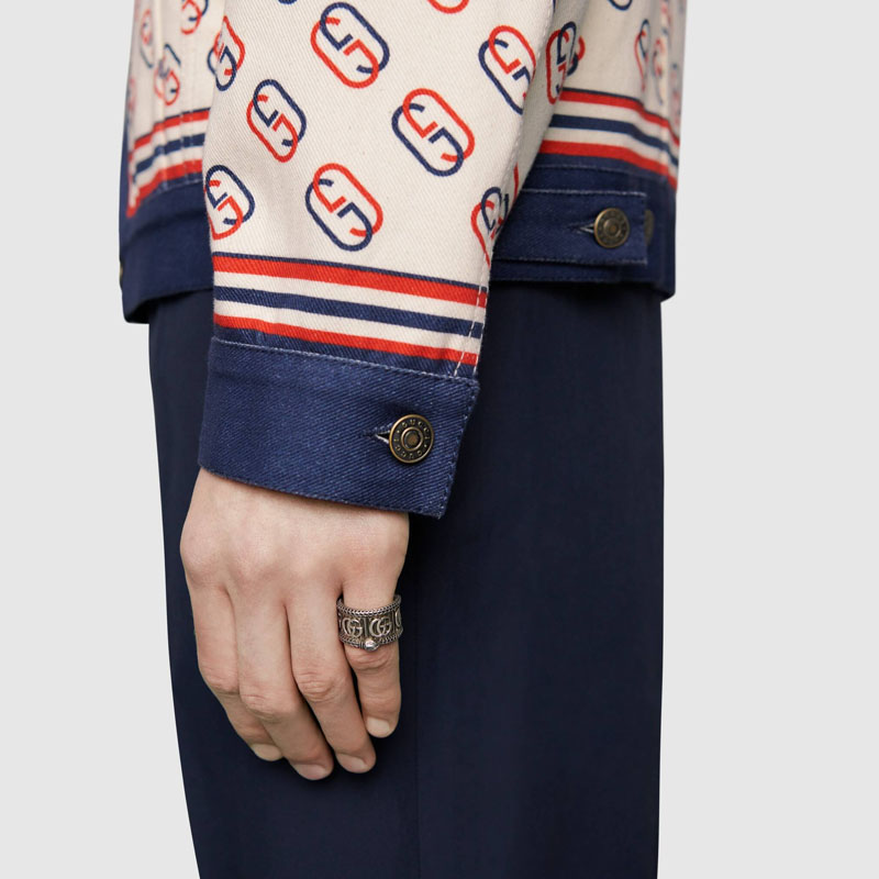 GUCCI Double G Serpentine 3D Stripe 925 Silver Ring 577201-J8400-0811 圖 5