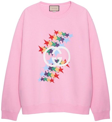 Gucci Double G Star Print Pink Crewneck Sweatshirt for Men 626990-XJDNK-5904 Buy Gucci Double G Star Print Pink Crewneck Sweatshirt for Men 626990-XJDNK-5904