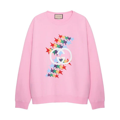Gucci Double G Star Print Pink Crewneck Sweatshirt for Men 626990-XJDNK-5904
