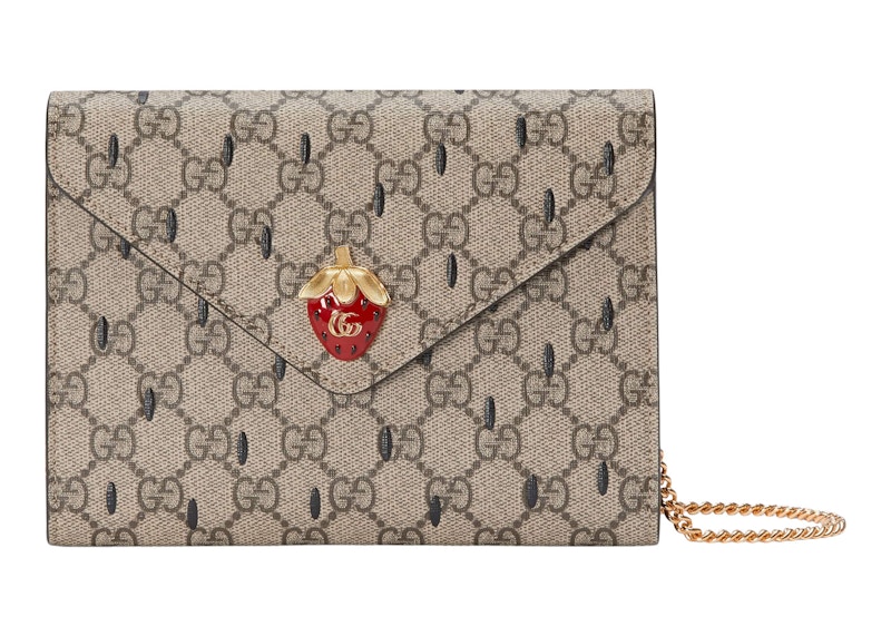 Gucci Double G Strawberry Bag Mini GG Supreme Beige/Ebony
