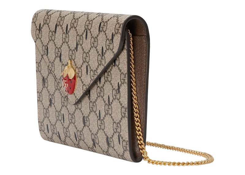 Order Gucci Double G Strawberi Beg Mini GG Supreme Beige/Ebony