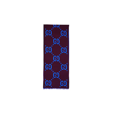 GUCCI Double G Wool Fringe Scarf Unisex Blue/Purple 505395-3G020-6268