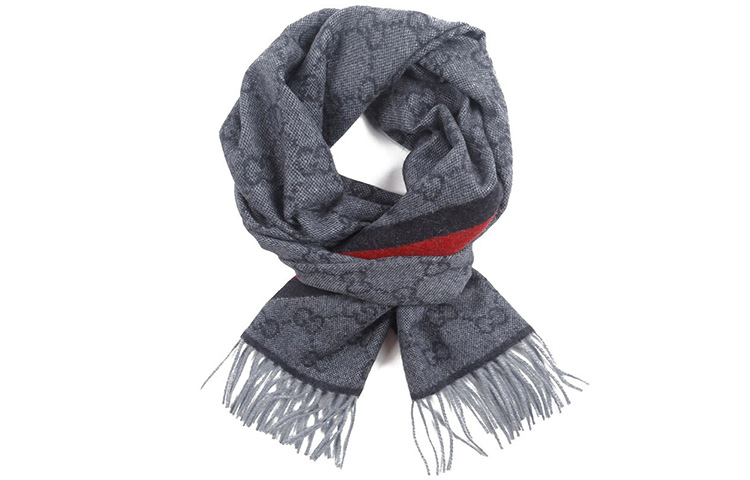 Gucci Double G Wool Scarf Unisex, Navy Blue, Trendy Business Style 570603-3GB18-4068 圖 3