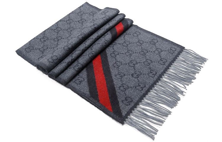 Gucci Double G Wool Scarf Unisex, Navy Blue, Trendy Business Style 570603-3GB18-4068 圖 5