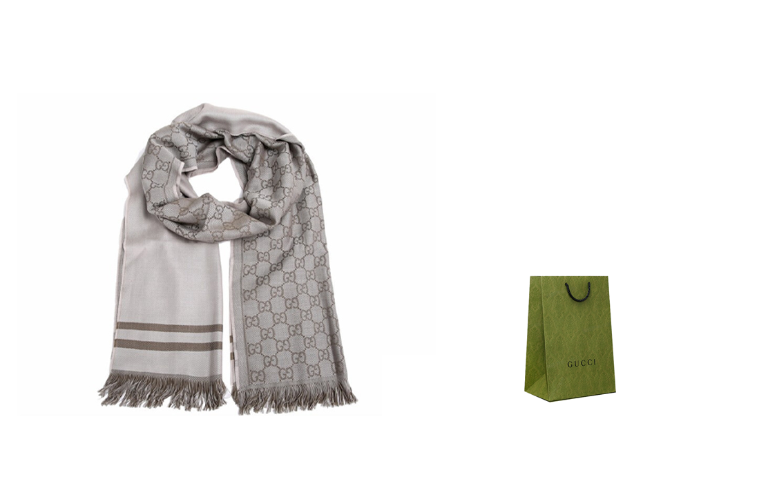 GUCCI Double G Wool Tassel Scarf Unisex Couples Design 544619-4G200-9764 圖 2