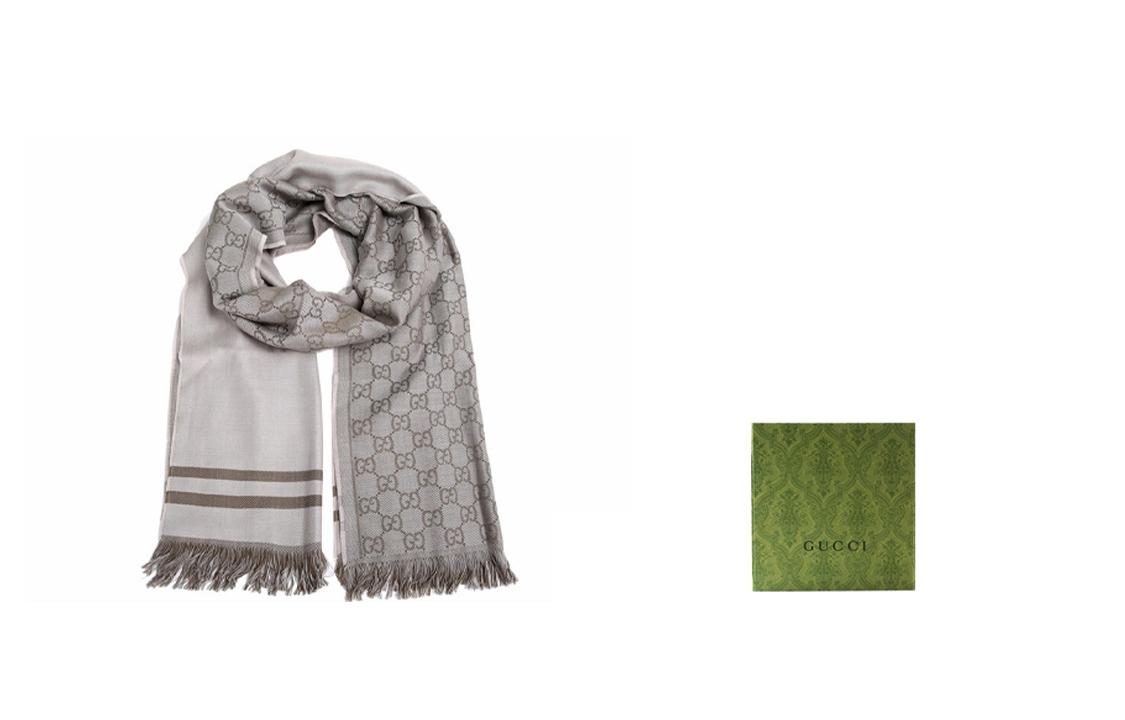 GUCCI Double G Wool Tassel Scarf Unisex Couples Design 544619-4G200-9764 圖 9