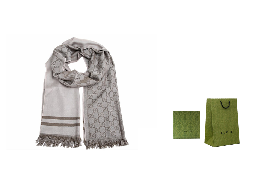 GUCCI Double G Wool Tassel Scarf Unisex Couples Design 544619-4G200-9764 圖 10