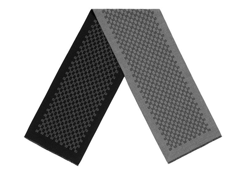 Order Gucci 雙面提花 GG 羊毛圍巾 深灰色/黑色