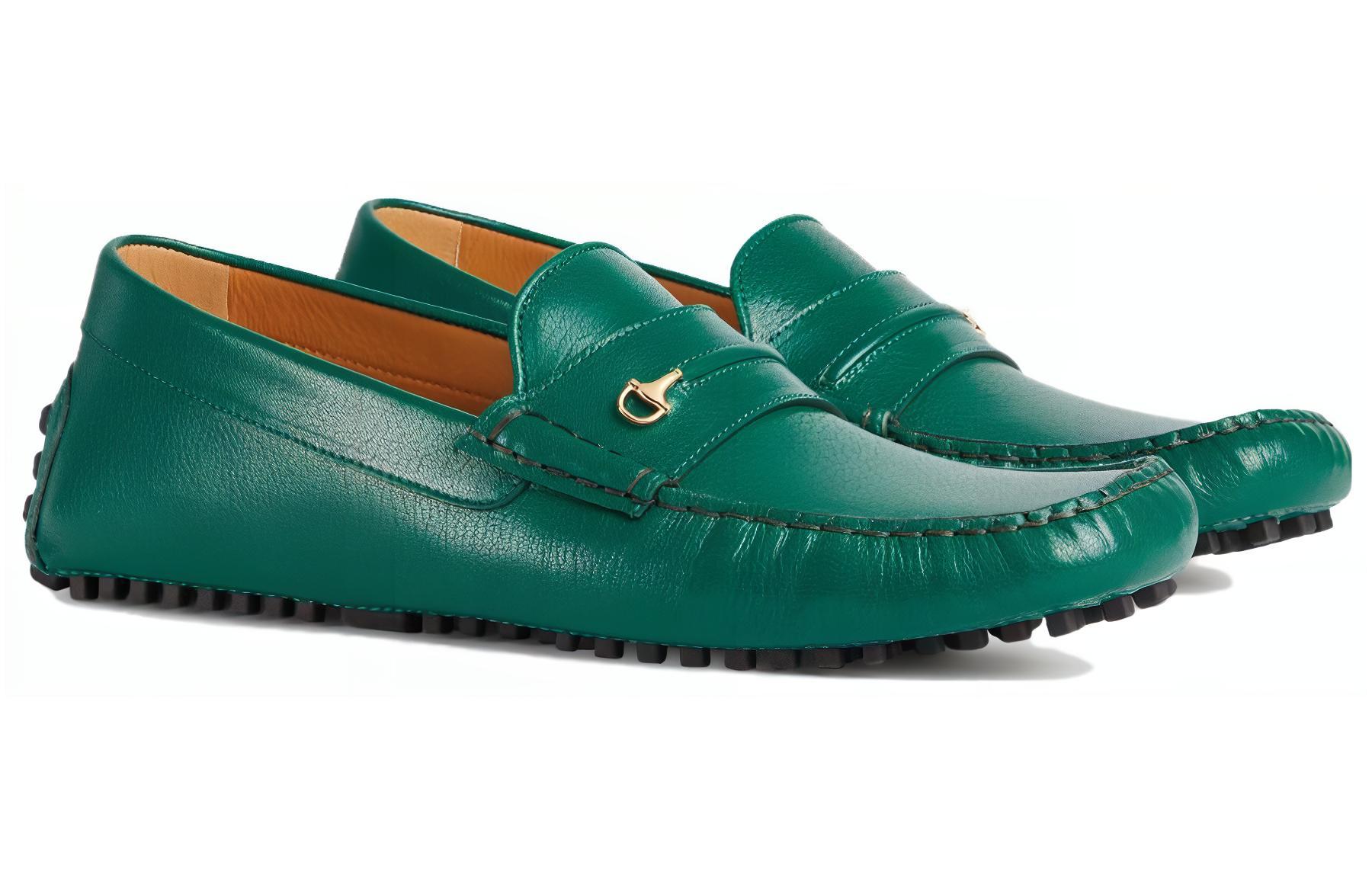 Order GUCCI古馳 皮革 舒適休閒 豆豆鞋 男款 綠色