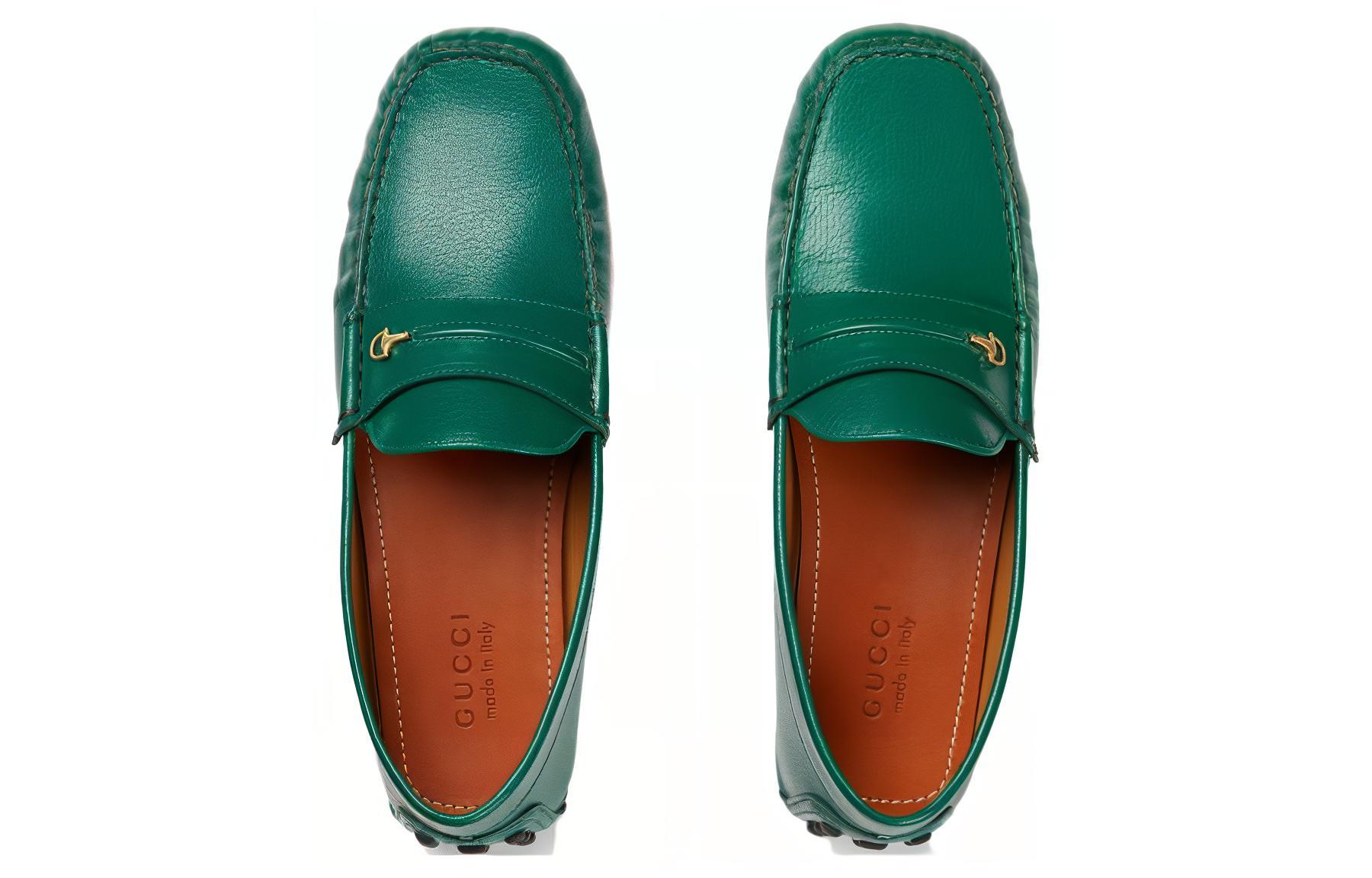 Lookbook GUCCI古馳 皮革 舒適休閒 豆豆鞋 男款 綠色