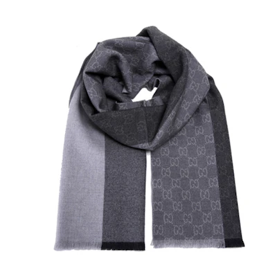 GUCCI Dual-Tone GG Long Scarf Wool Unisex Couple's Scarf 387570-4G200-1463