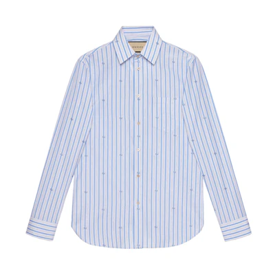 Gucci Dual G Monogram Striped Dress Shirt SS21 Blue 659875-ZAGV5-9018
