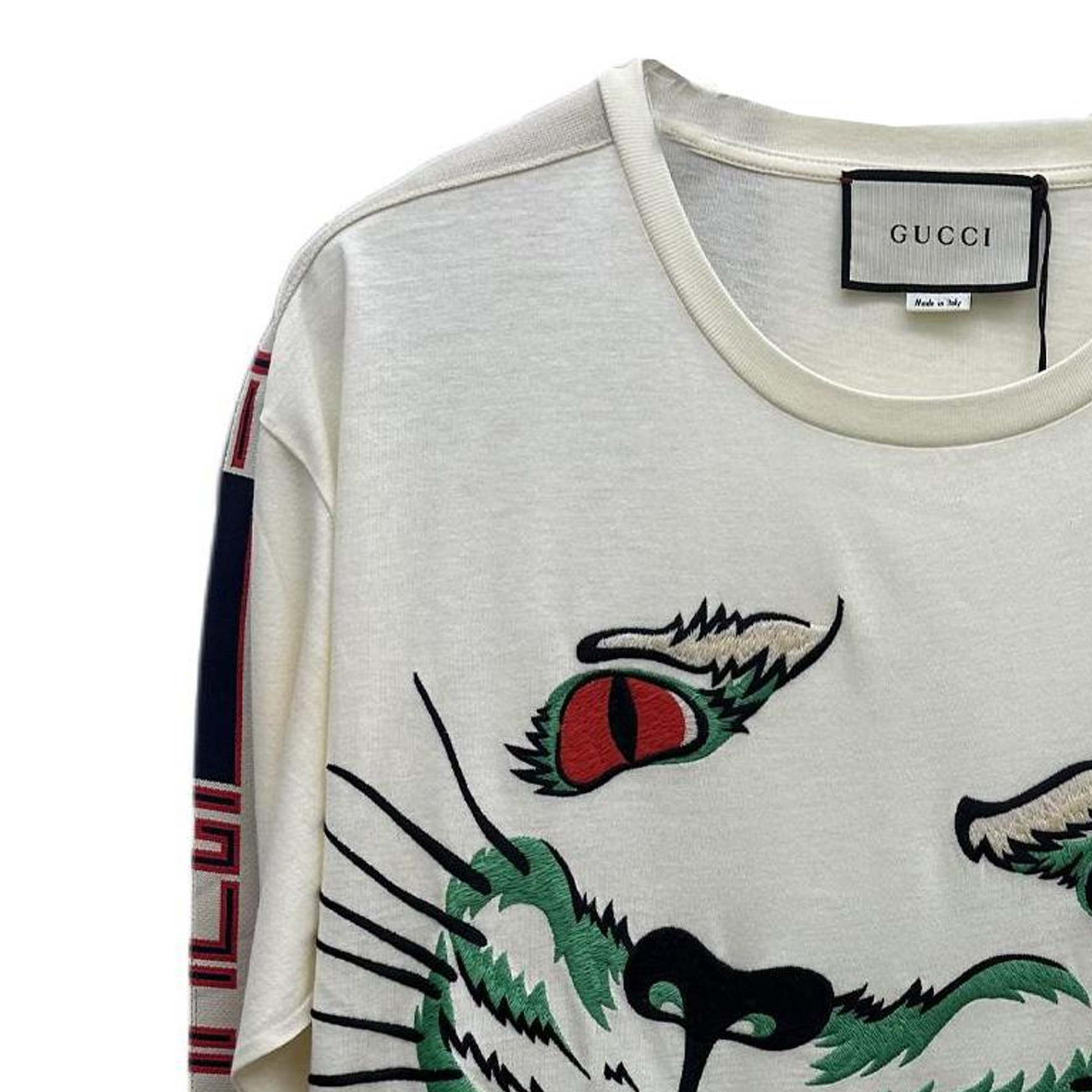 Purchase GUCCI 刺绣动物长袖圆领男女同款T恤 米白色 557788-XJARU-7136