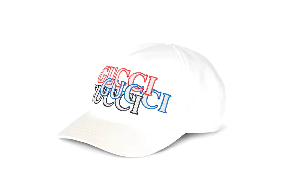 GUCCI Embroidered Logo Canvas Cap White Unisex Couple Style. 7885484HA9X9000