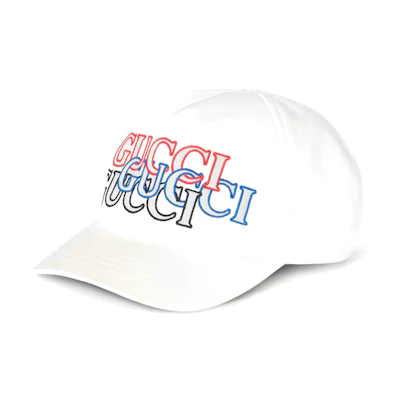 GUCCI Embroidered Logo Canvas Cap White Unisex Couple Style. 7885484HA9X9000
