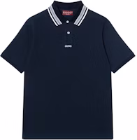 Gucci Embroidered Logo Polo Shirt Navy Blue with Striped Trims 788024-XJGJY-4215 Gucci Embroidered Logo Polo Shirt Navy Blue with Striped Trims 788024-XJGJY-4215