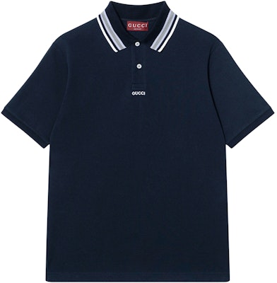 Polo Gucci Azul Marino con Logo Bordado y Detalles en Rayas 788024-XJGJY-4215 Buy Polo Gucci Azul Marino con Logo Bordado y Detalles en Rayas 788024-XJGJY-4215