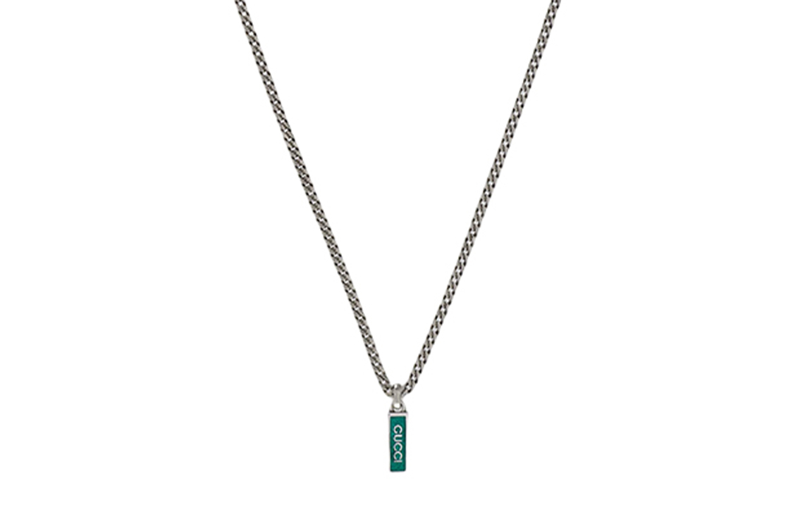 GUCCI Enamel Pendant Green 925 Sterling Silver Necklace Unisex Couples Jewelry. 678714-J8410-8183 圖 4