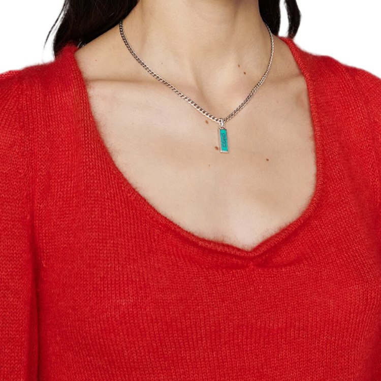 GUCCI Enamel Pendant Green 925 Sterling Silver Necklace Unisex Couples Jewelry. 678714-J8410-8183 圖 5