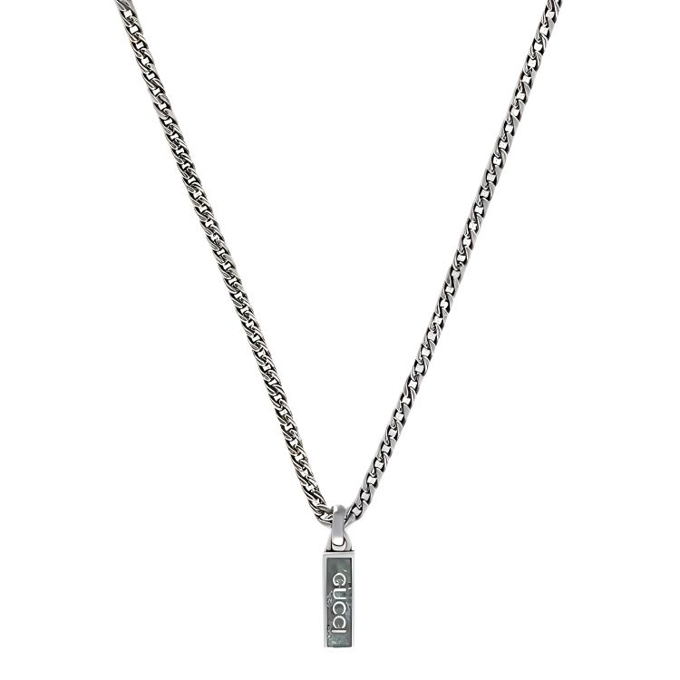 GUCCI Enamel Pendant S925 Silver Necklace with Letter Engraving Unisex Couple Design. 678714-J8410-9071
