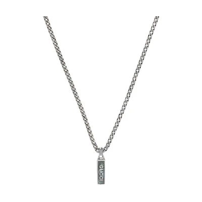 GUCCI Enamel Pendant S925 Silver Necklace with Letter Engraving Unisex Couple Design. 678714-J8410-9071