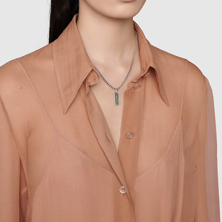 GUCCI Enamel Pendant S925 Silver Necklace with Letter Engraving Unisex Couple Design. 678714-J8410-9071 圖 6