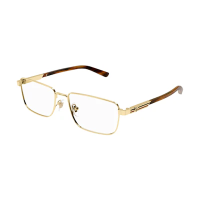 GUCCI Enamel Striped Gold Rectangular Optical Eyeglasses for Men. GG1291O002
