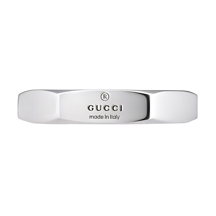 GUCCI Engraved Letter 925 Silver Ring Unisex Couple Style - Silver 782839J84008106