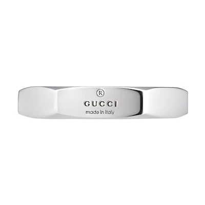 GUCCI Engraved Letter 925 Silver Ring Unisex Couple Style - Silver 782839J84008106