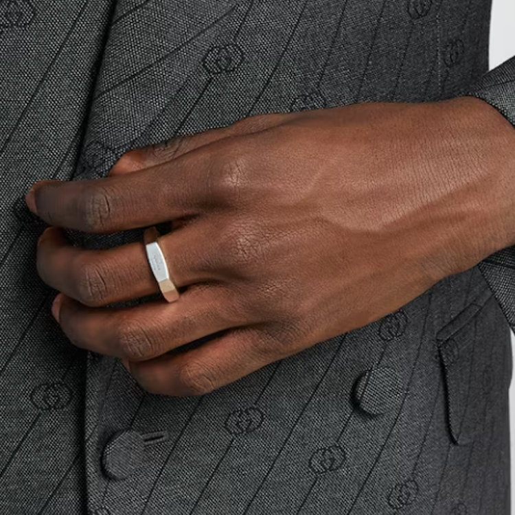 GUCCI Engraved Letter 925 Silver Ring Unisex Couple Style - Silver 782839J84008106 圖 3