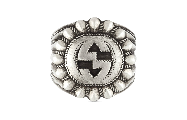 GUCCI Engraved Logo 925 Silver Unisex Couple Ring - Silver. 728399J8400 圖 2