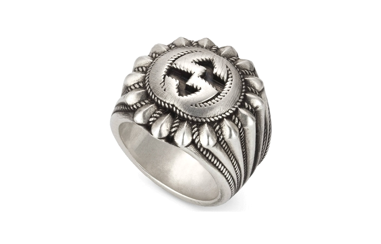 GUCCI Engraved Logo 925 Silver Unisex Couple Ring - Silver. 728399J8400 圖 5