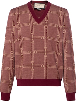 Gucci Exquisite V-neck Red Printed Wool Sweater for Men 716358-XKCO0-6385 Buy Gucci Exquisite V-neck Red Printed Wool Sweater for Men 716358-XKCO0-6385