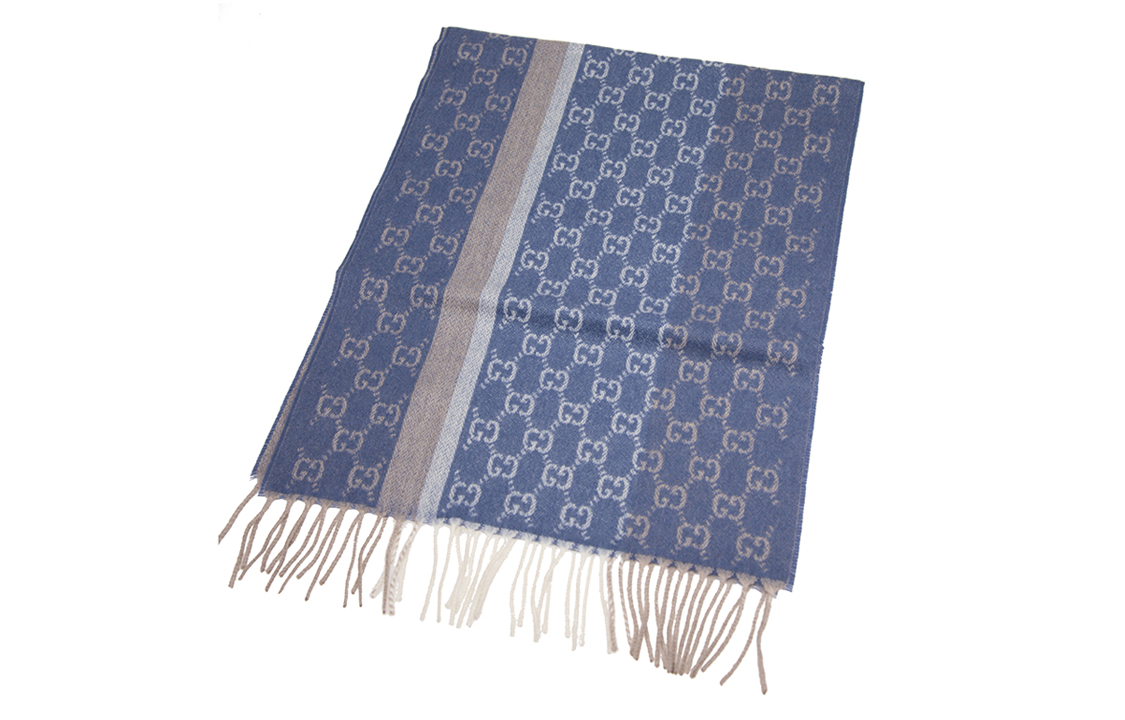 Order GUCCI 時尚標誌印花編織圍巾 輕藍色男女通用款 391530-4G944-4779