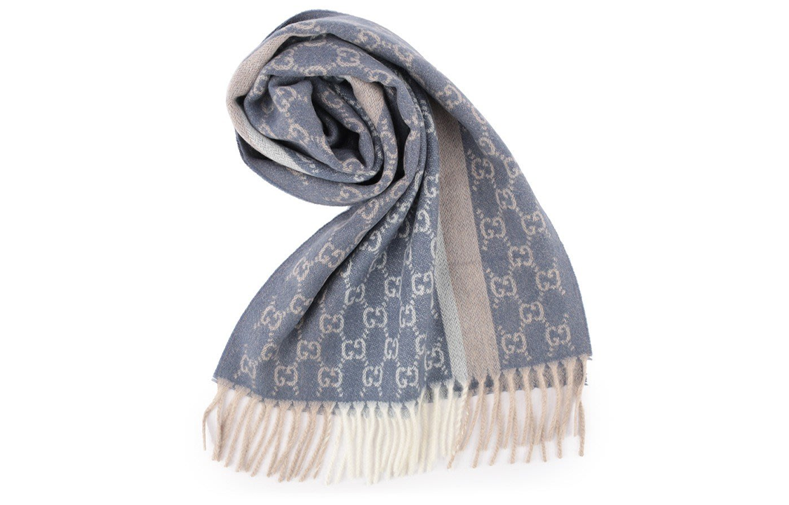 Purchase GUCCI 時尚標誌印花編織圍巾 輕藍色男女通用款 391530-4G944-4779