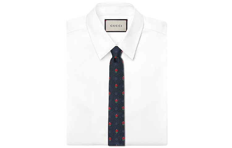 GUCCI Floral & Double G Silk Tie Blue 643840-4E002-4174 圖 3
