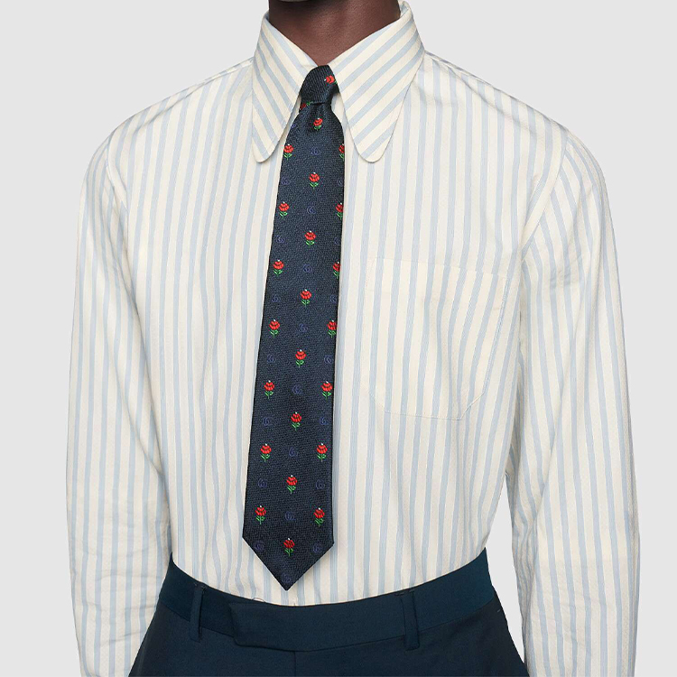 GUCCI Floral & Double G Silk Tie Blue 643840-4E002-4174 圖 4