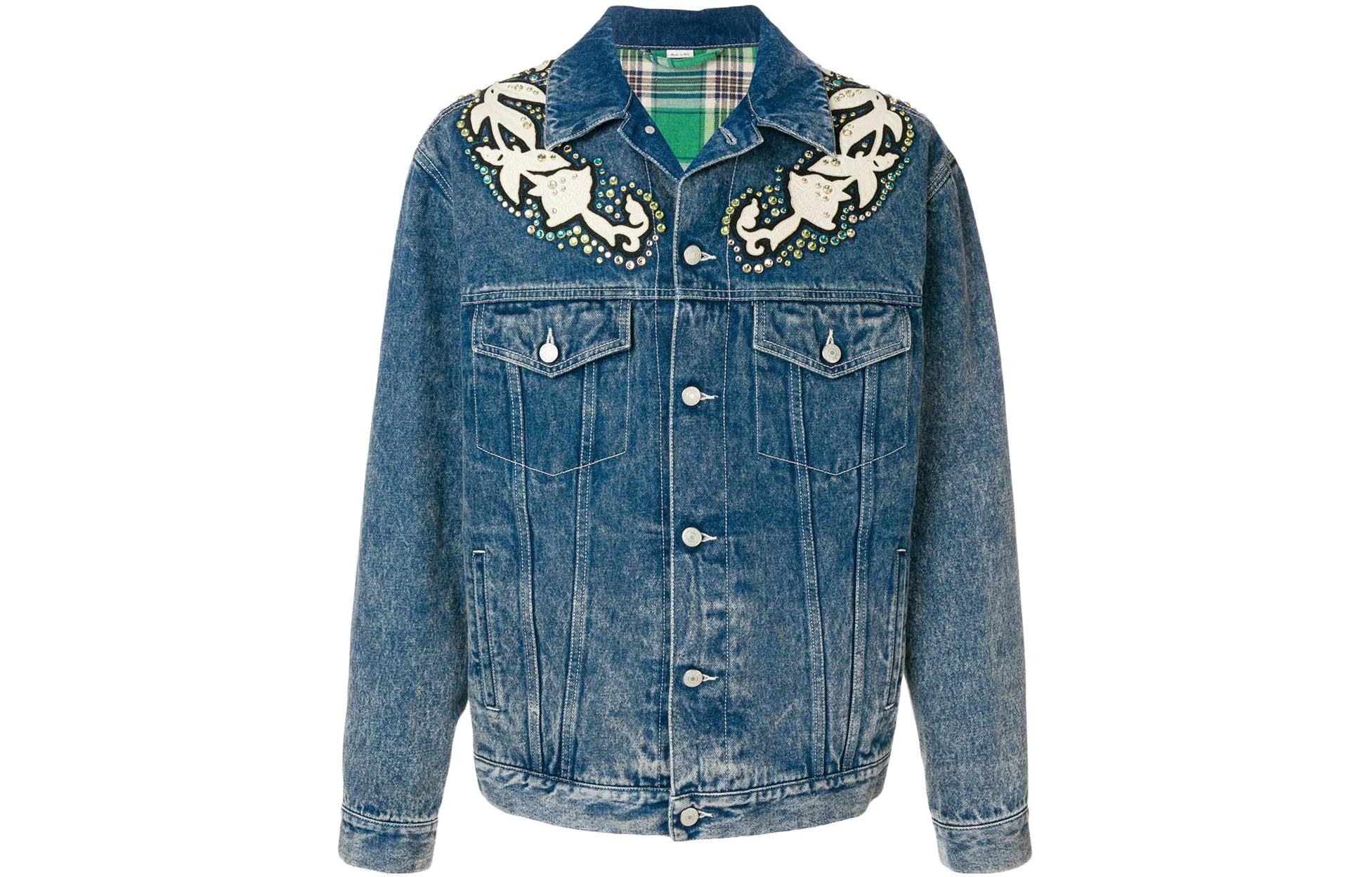 Gucci Floral Applique Cotton Denim Jacket Blue 519928-XRA75-9462
