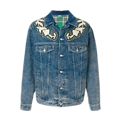 Gucci Floral Applique Cotton Denim Jacket Blue 519928-XRA75-9462